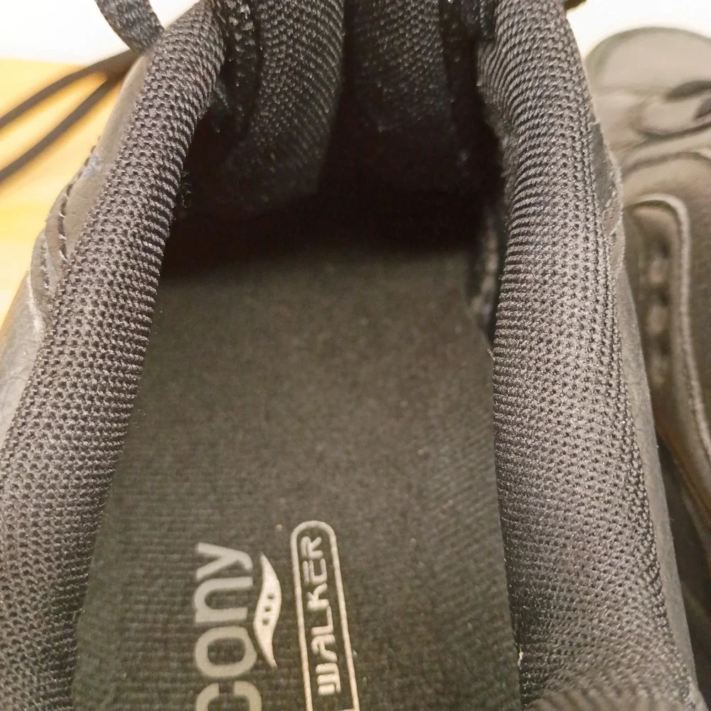Saucony Women's‎ 7.5 W Grid Omni Walker Running Shoes Sneaker Black Leather Wide